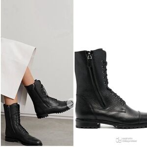Manolo Blahnik women Campcha leather combat boots NWT